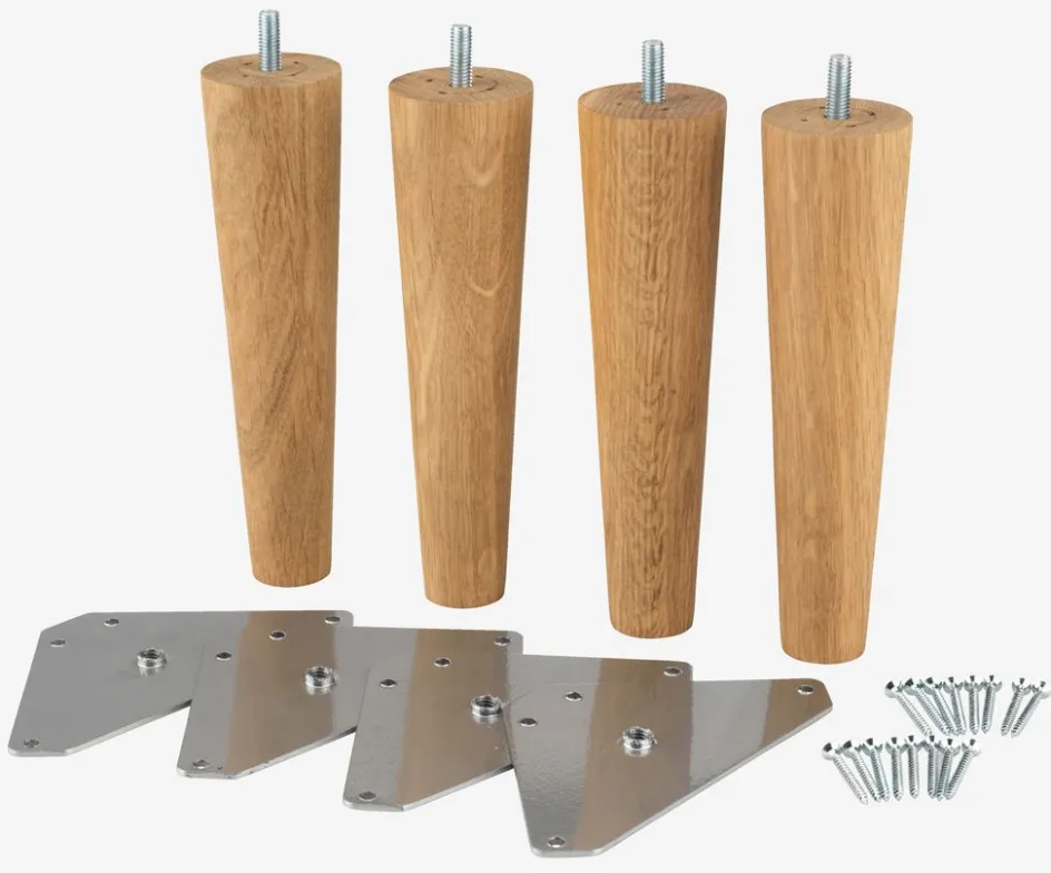 HAMNELVAPatas de cama Ø5xA19cm HAMNELVA roble 4 unidades Patas Para Somier