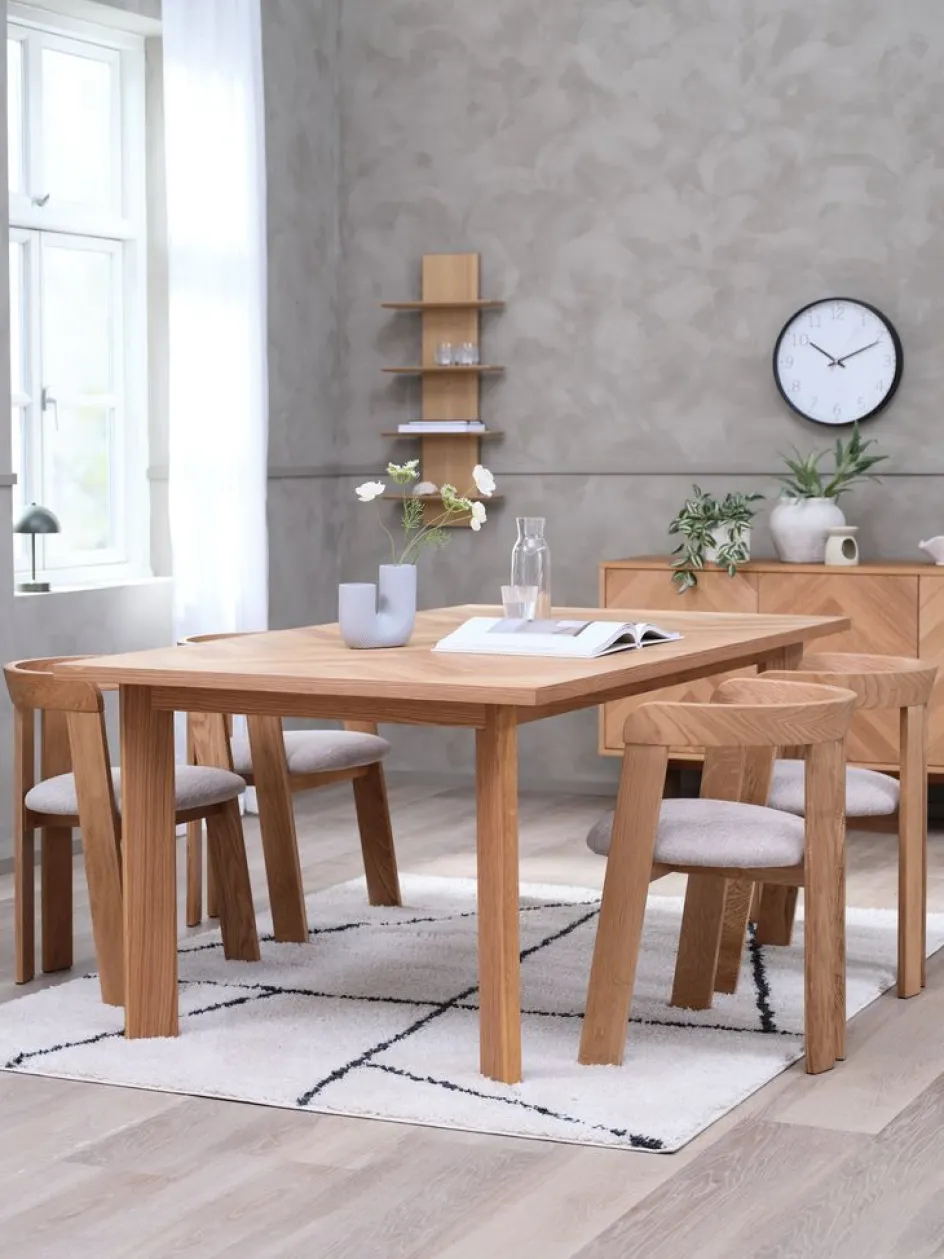 Online HARESKOV + BOVRUPMesa HARESKOV L200 roble natural + 4 sillas BOVRUP roble Mesas De Comedor|Conjuntos De Comedor