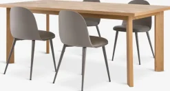 HARESKOV + ULDALMesa HARESKOV L200 roble natural + 4 sillas ULDAL marrón Mesas De Comedor|Conjuntos De Comedor