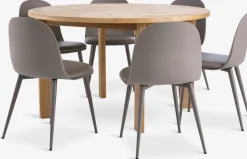 Best HARESKOV + ULDALMesa HARESKOV Ø129 roble natural + 4 sillas ULDAL marrón Mesas De Comedor|Conjuntos De Comedor