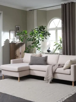 Clearance HELLERUPSofá HELLERUP chaise longue tela beis/roble natural 2 Plazas|3 Plazas