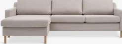 Clearance HELLERUPSofá HELLERUP chaise longue tela beis/roble natural 2 Plazas|3 Plazas