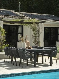 New HESTEHAVE + GILJAMesa HESTEHAVE L205/275 negro + 4 sillas GILJA gris Conjuntos Mesa Y Sillas De Jardín