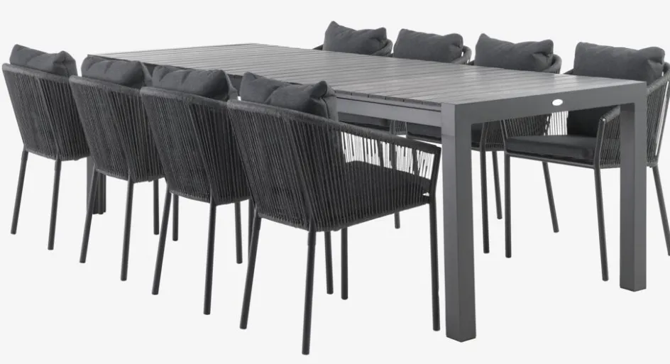 New HESTEHAVE + GILJAMesa HESTEHAVE L205/275 negro + 4 sillas GILJA gris Conjuntos Mesa Y Sillas De Jardín