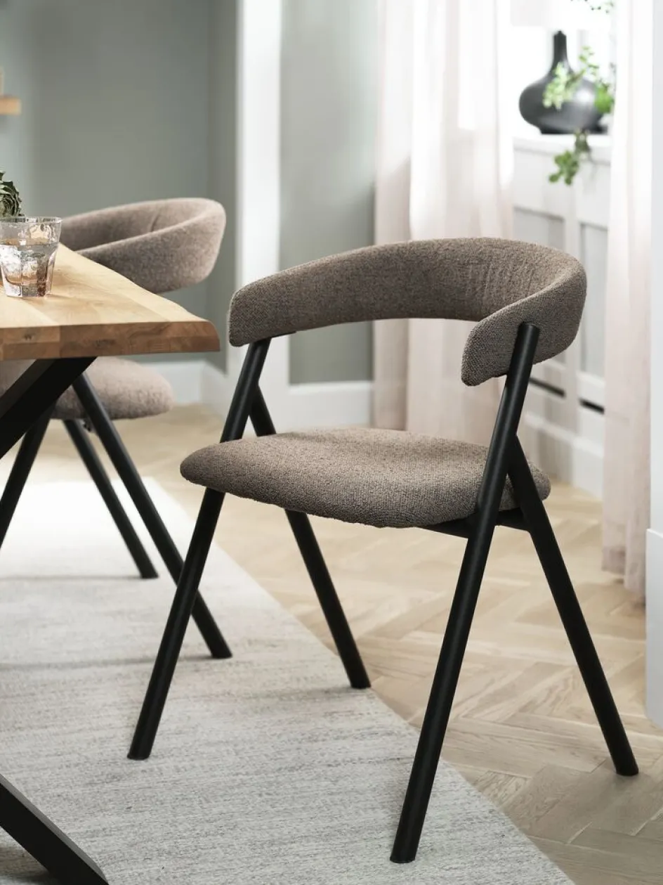 Online HINDEVADSilla de comedor HINDEVAD tela marrón claro/negro Sillas De Comedor