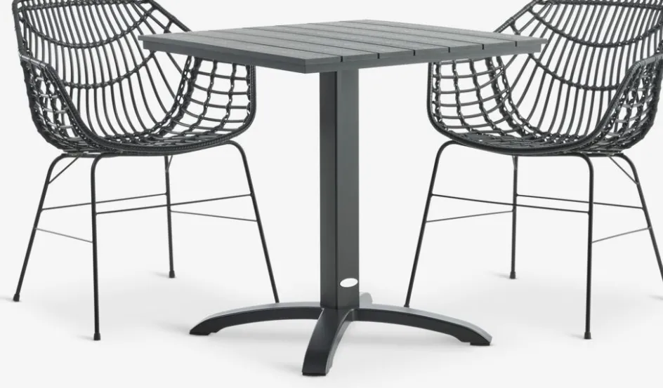 New HOBRO + ILDERHUSEMesa HOBRO L70 + 2 sillas ILDERHUSE Conjuntos Mesa Y Sillas De Jardín