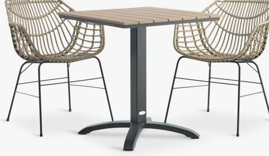 Sale HOBRO + ILDERHUSEMesa HOBRO L70 + 2 sillas ILDERHUSE Conjuntos Mesa Y Sillas De Jardín