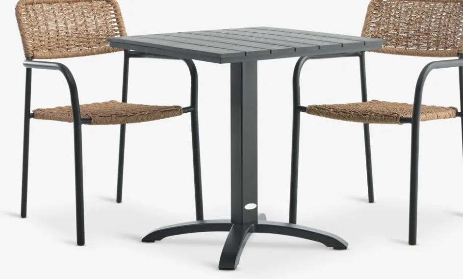 New HOBRO + ORKANGERMesa HOBRO L70 + 2 sillas ORKANGER natural Conjuntos Mesa Y Sillas De Jardín