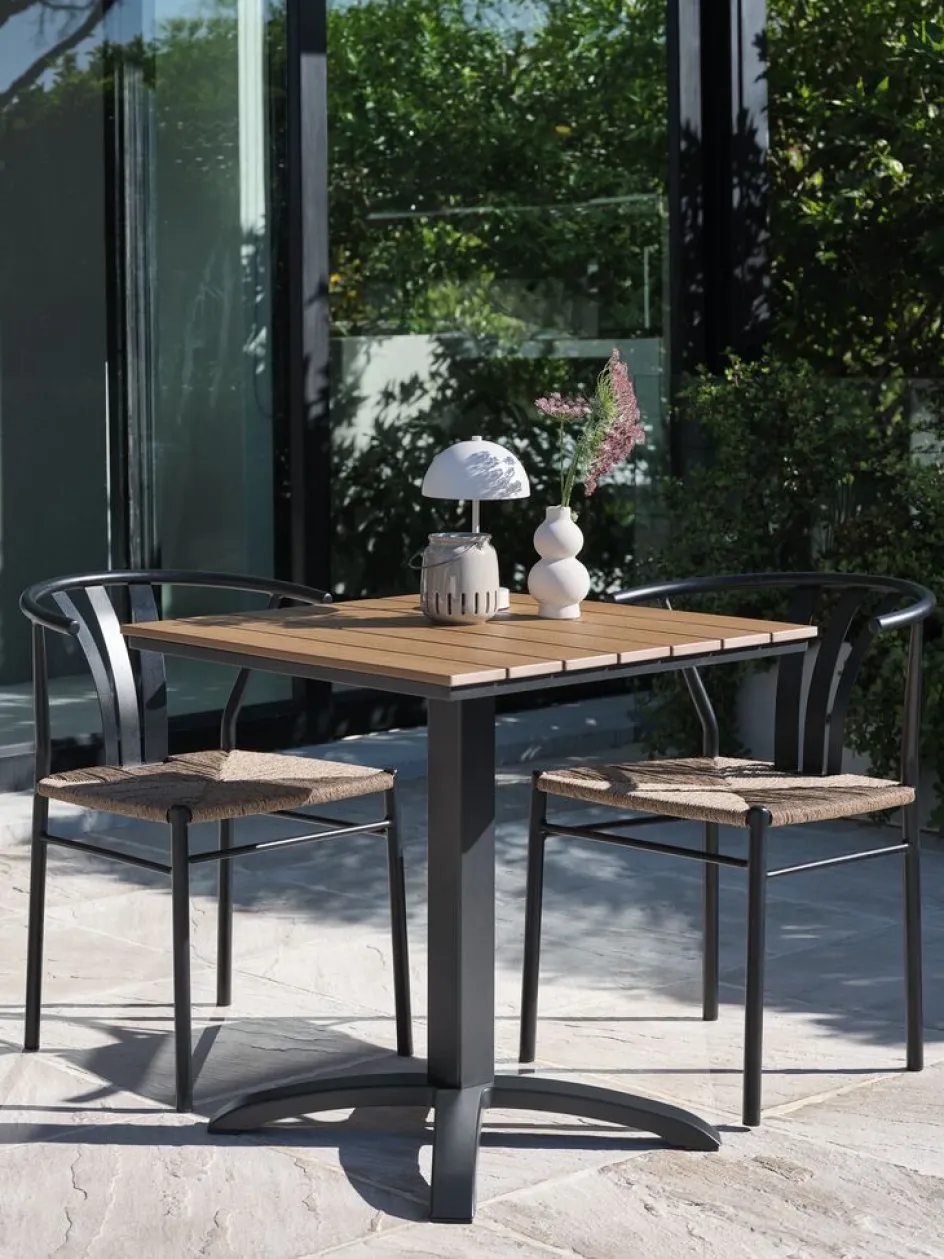 HOBRO + TAGMARKMesa HOBRO L70 + 2 sillas TAGMARK negro Conjuntos Mesa Y Sillas De Jardín