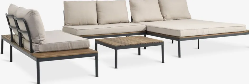 Outlet HOUConjunto jardín HOU chaise longue 6 plazas madera dura Conjuntos Mesa Y Sillas De Jardín|Muebles De Jardín