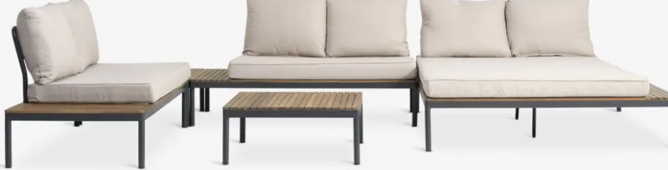Outlet HOUConjunto jardín HOU chaise longue 6 plazas madera dura Conjuntos Mesa Y Sillas De Jardín|Muebles De Jardín
