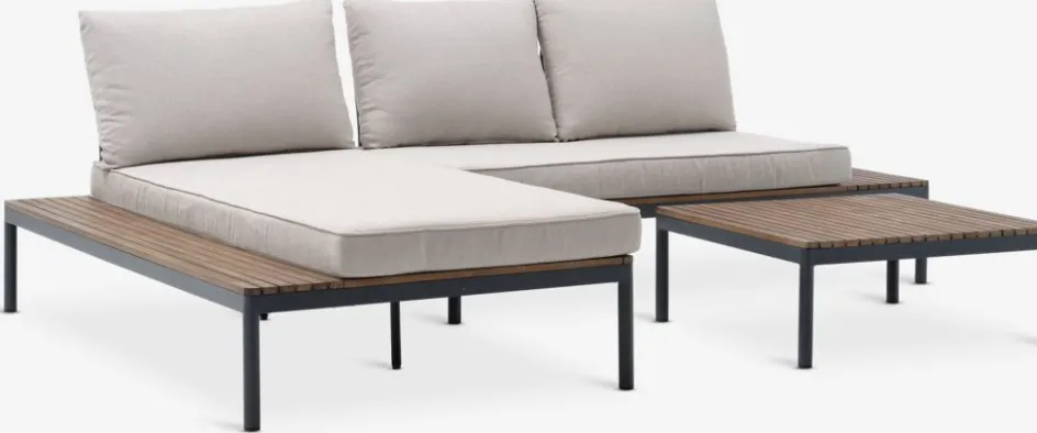 Online HOUConjunto jardín HOU con chaise longue 3 plazas madera dura Conjuntos Mesa Y Sillas De Jardín|Muebles De Jardín