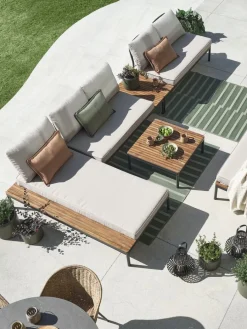 Online HOUConjunto jardín HOU con chaise longue 3 plazas madera dura Conjuntos Mesa Y Sillas De Jardín|Muebles De Jardín