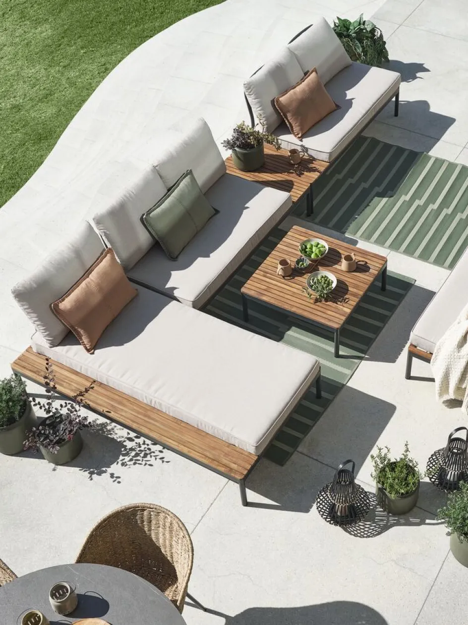 Clearance HOUMódulo de jardín HOU chaise longue 2 plazas madera dura Muebles De Jardín