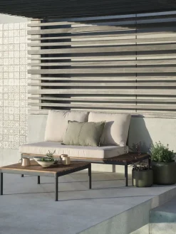 Hot HOUMódulo de jardín sofá HOU 2 plazas madera dura Muebles De Jardín