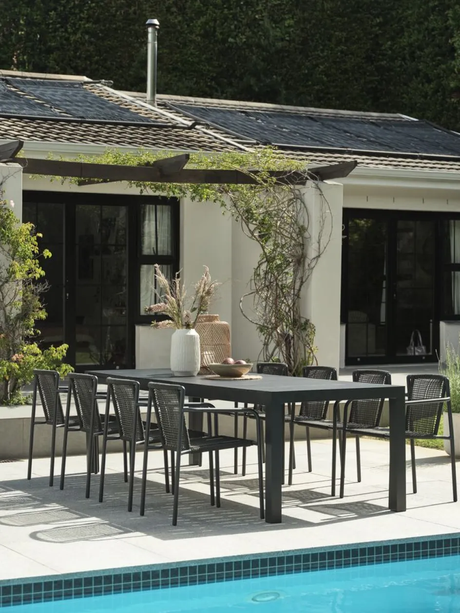 Discount HSTEHAVE + KRISTIANSTADMesa HESTEHAVE L205/275 negro + 4 sillas KRISTIANSTAD verde Conjuntos Mesa Y Sillas De Jardín
