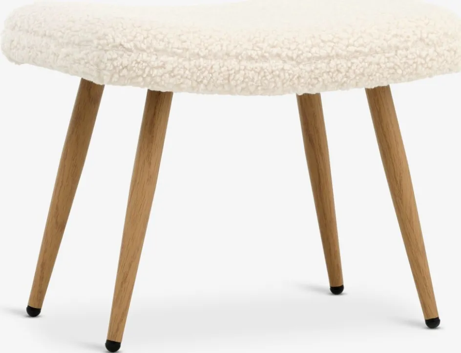 Hot HUNDESTEDReposapiés HUNDESTED felpa blanco crudo/color roble Sillones