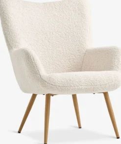 Online HUNDESTEDSillón HUNDESTED felpa blanco crudo/color roble natural Sillones