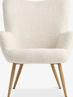 Online HUNDESTEDSillón HUNDESTED felpa blanco crudo/color roble natural Sillones
