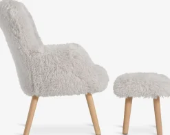 New HVILSTEDSillón HVILSTED con reposapiés felpa blanco crudo/natural Sillones