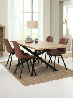 Discount HYGUMSilla de comedor HYGUM giratoria polipiel marrón/negro Sillas De Comedor