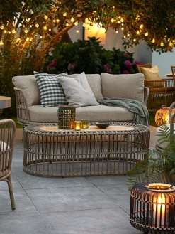 Outlet ILLERUPConjunto muebles jardín ILLERUP 4,5 plazas natural Conjuntos Mesa Y Sillas De Jardín|Muebles De Jardín