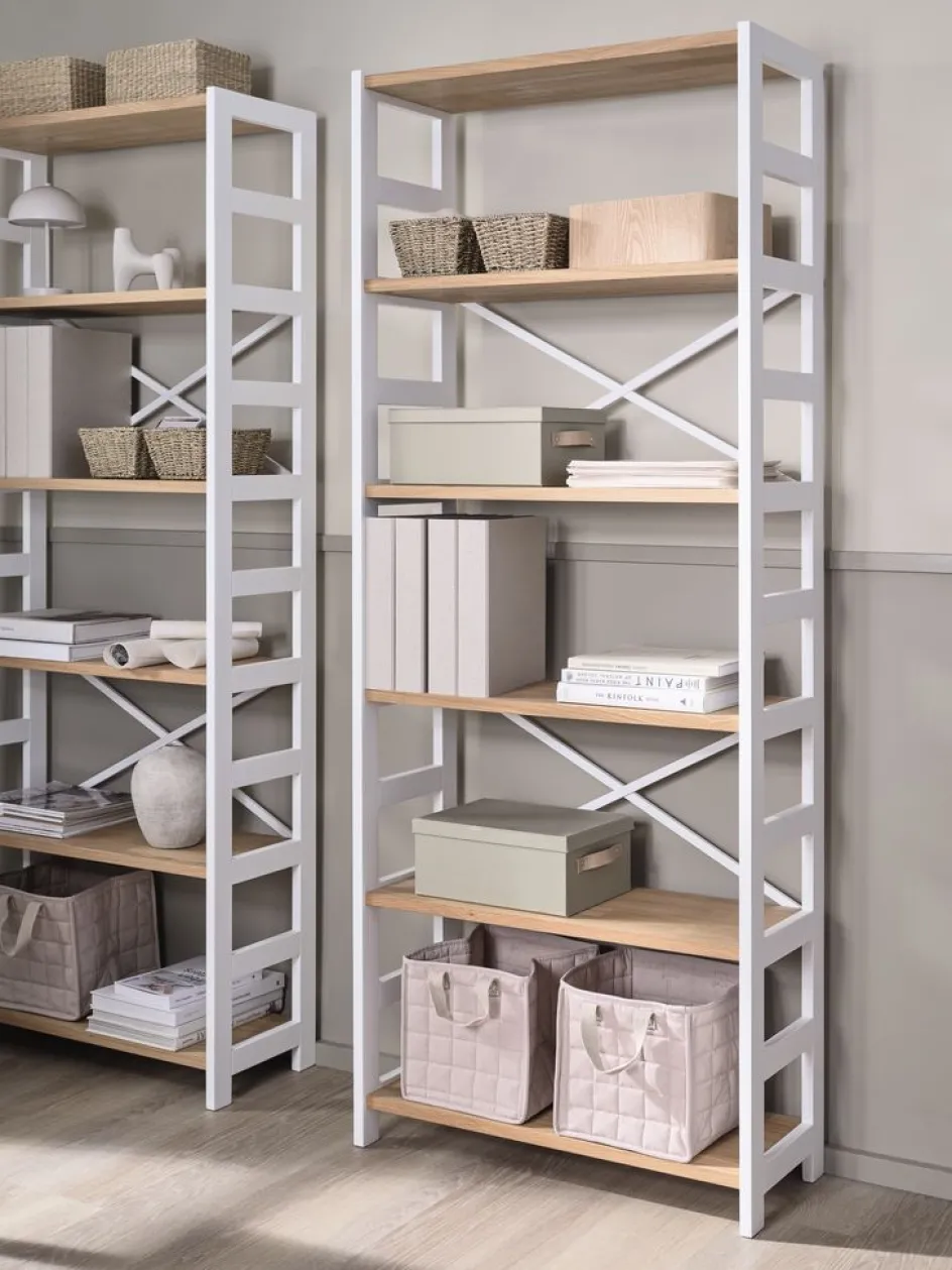 Outlet INTRUPEstantería INTRUP ancha 6 estantes blanco/roble natural Estanterias Y Librerías|Estanterias Y Librerías
