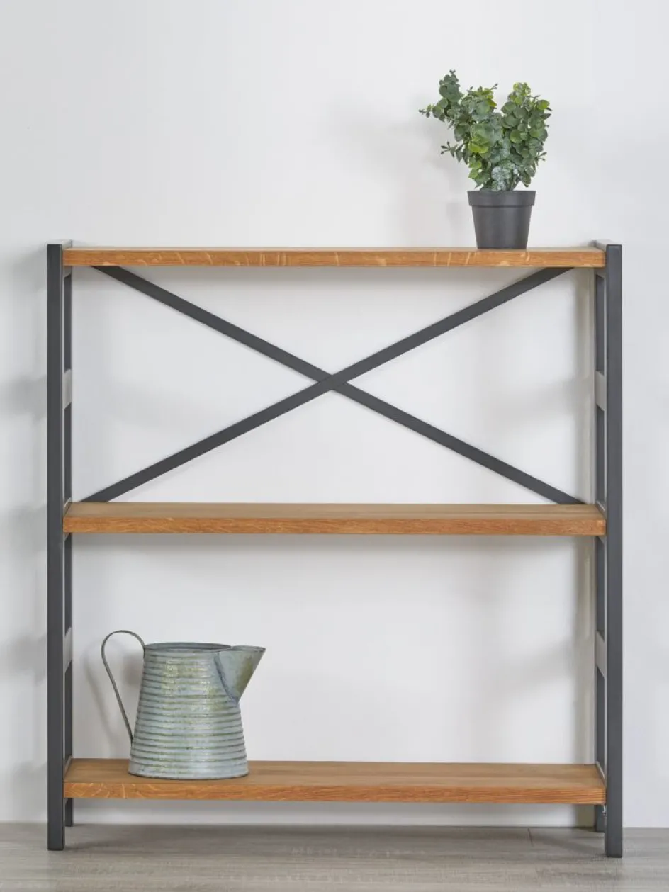 INTRUPEstantería INTRUP ancha 3 estantes negro/roble natural Estanterias Y Librerías|Estanterias Y Librerías