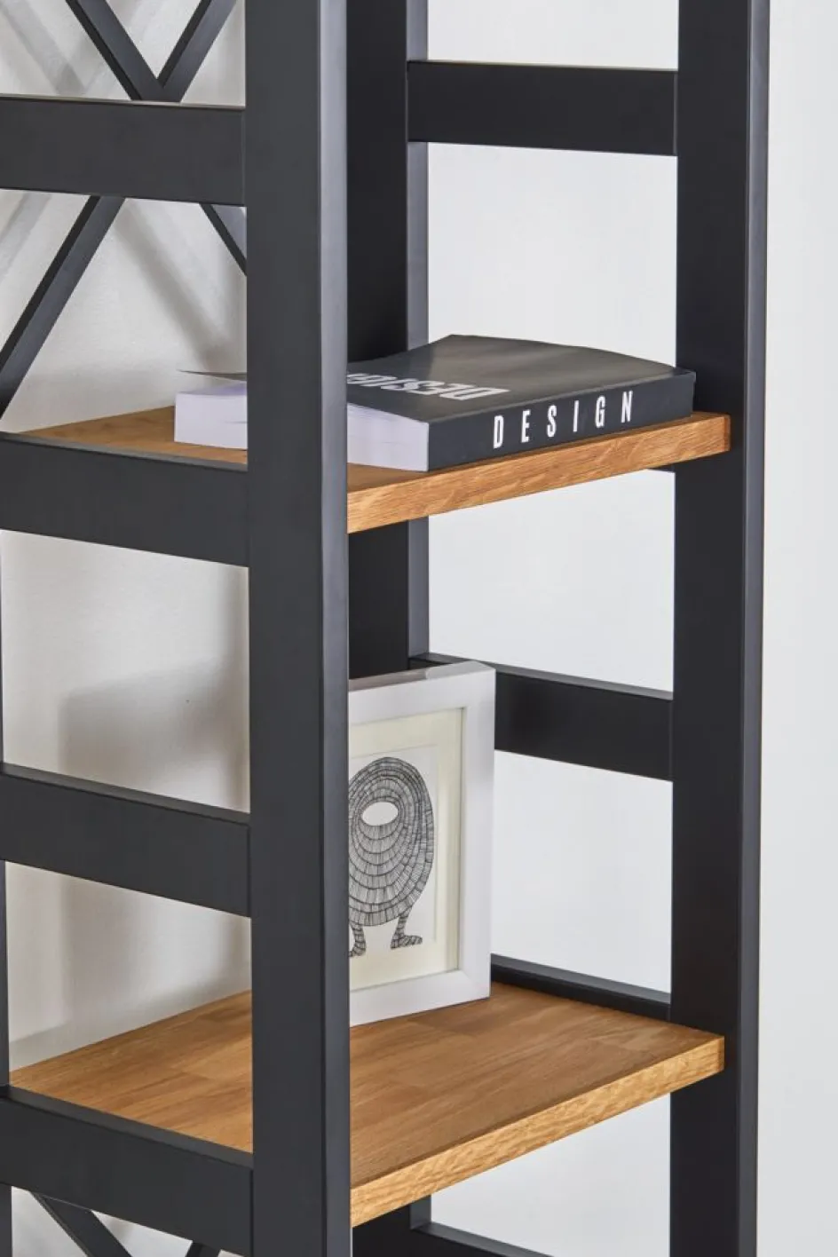 INTRUPEstantería INTRUP fina 6 estantes negro/roble natural Estanterias Y Librerías|Estanterias Y Librerías