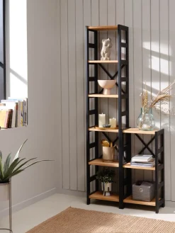 INTRUPEstantería INTRUP fina 6 estantes negro/roble natural Estanterias Y Librerías|Estanterias Y Librerías