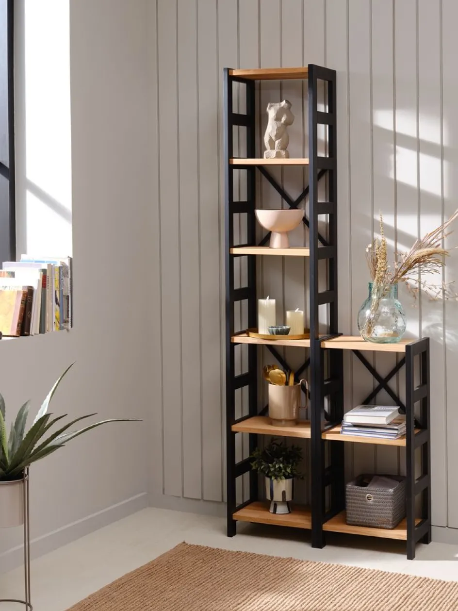 INTRUPEstantería INTRUP fina 6 estantes negro/roble natural Estanterias Y Librerías|Estanterias Y Librerías