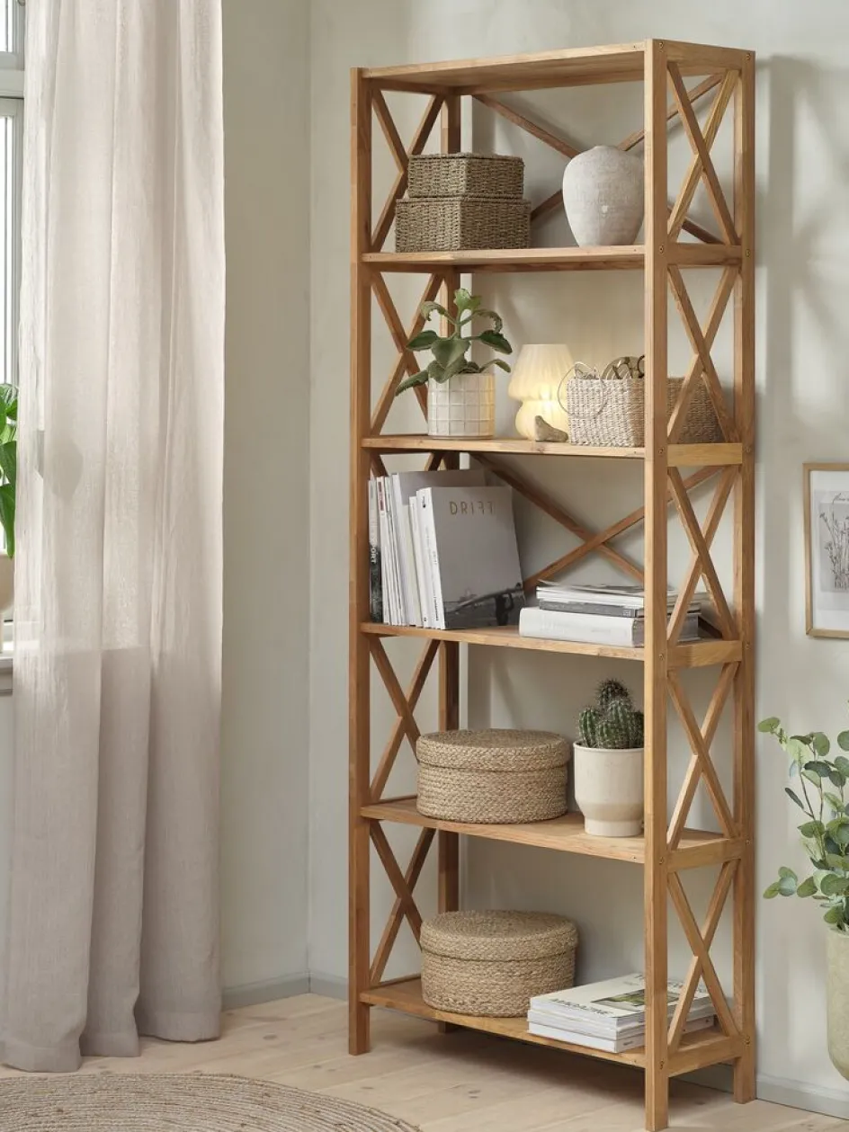 JANNERUPEstantería JANNERUP ancha 6 estantes roble natural Estanterias Y Librerías|Estanterias Y Librerías