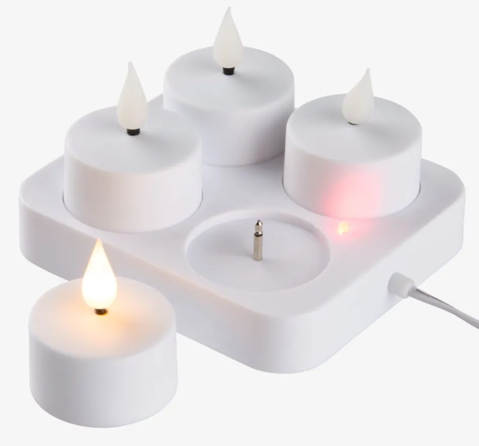 Outlet JANSSONVelas pequeñas LED JANSSON blanco/negro con cargador Velas LED
