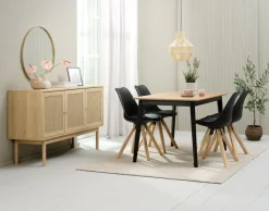 Clearance JEGIND + BLOKHUSMesa JEGIND L130 roble natural/negro +4 sillas BLOKHUS negro Mesas De Comedor|Conjuntos De Comedor