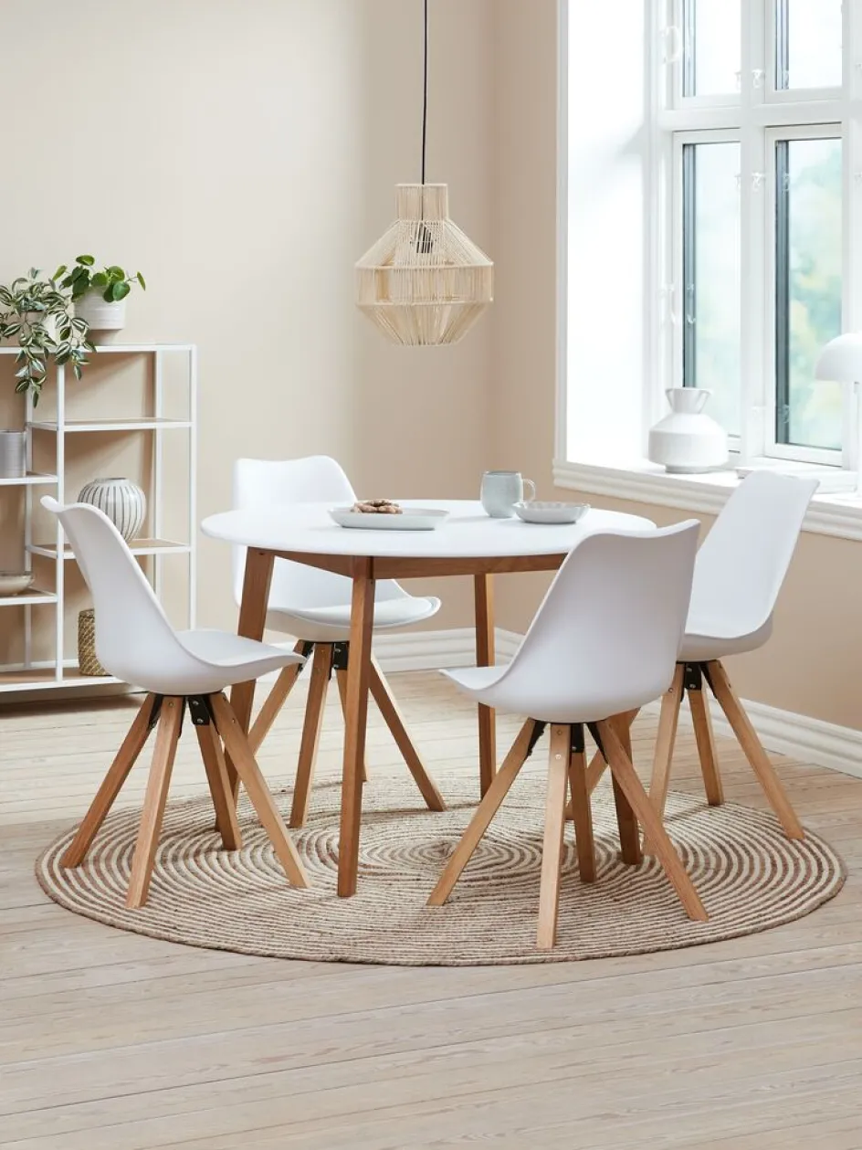 Best JEGIND + BLOKHUSMesa JEGIND Ø105 blanco + 4 sillas BLOKHUS blanco Mesas De Comedor|Conjuntos De Comedor