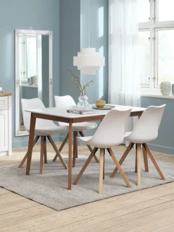 Hot JEGIND + BLOKHUSMesa JEGIND L130 blanco + 4 sillas BLOKHUS blanco Mesas De Comedor|Conjuntos De Comedor
