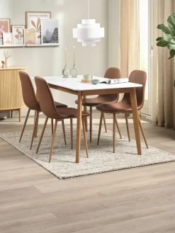 JEGIND + JONSTRUPMesa JEGIND L130 blanco + 4 sillas JONSTRUP marrón Mesas De Comedor|Conjuntos De Comedor
