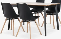 Online JEGIND + KASTRUPMesa JEGIND L130 roble natural/negro +4 sillas KASTRUP negro Mesas De Comedor|Conjuntos De Comedor