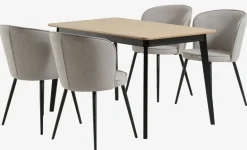Online JEGIND + RISSKOVMesa JEGIND L130 roble/negro + 4 sillas RISSKOV gris claro Mesas De Comedor|Conjuntos De Comedor