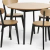Discount JEGINDMesa JEGIND Ø105 roble natural + 4 sillas JEGIND roble/negro Mesas De Comedor|Conjuntos De Comedor