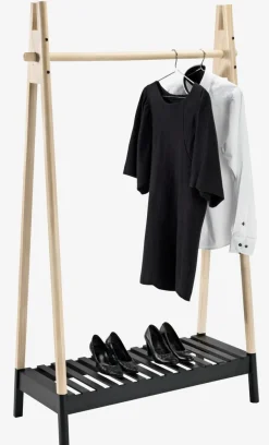 Outlet JENNETBurro para ropa JENNET con estante zapatero natural/negro Burros Para Ropa|Burros Para Ropa