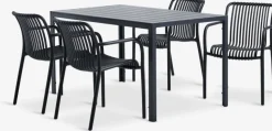 Online JERSORE + NABBENMesa JERSORE L140 + 4 sillas NABBEN negro Conjuntos Mesa Y Sillas De Jardín