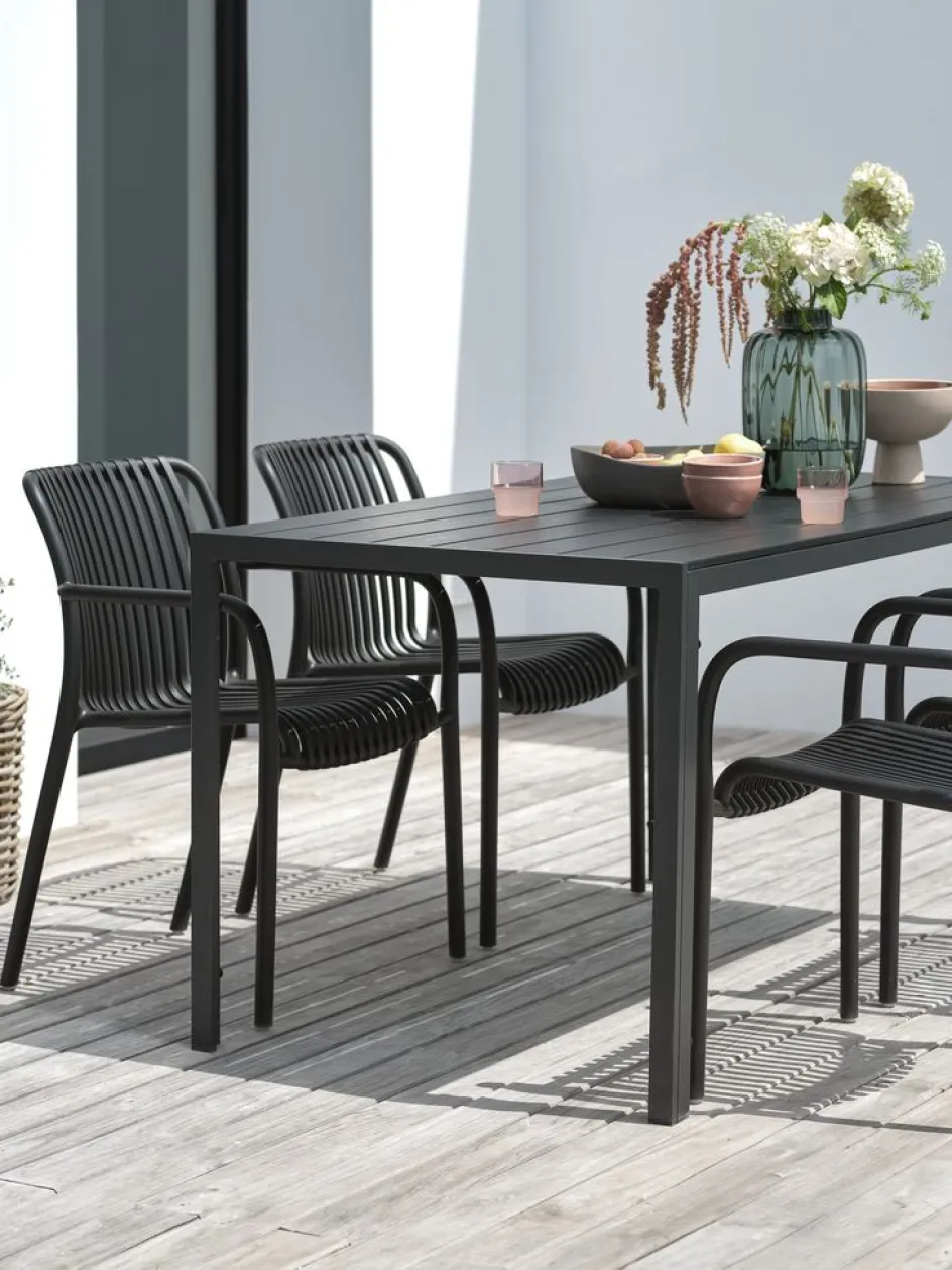 Online JERSORE + NABBENMesa JERSORE L140 + 4 sillas NABBEN negro Conjuntos Mesa Y Sillas De Jardín