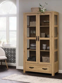 Sale JUNGENVitrina JUNGEN 2 puertas 1 cajón color roble cálido Vitrinas|Vitrinas