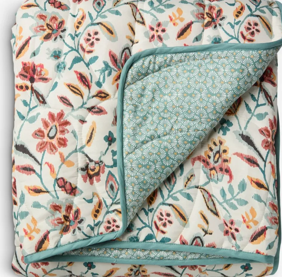 Hot KAMILLEManta acolchada KAMILLE 140x200 blanco/turquesa Mantas