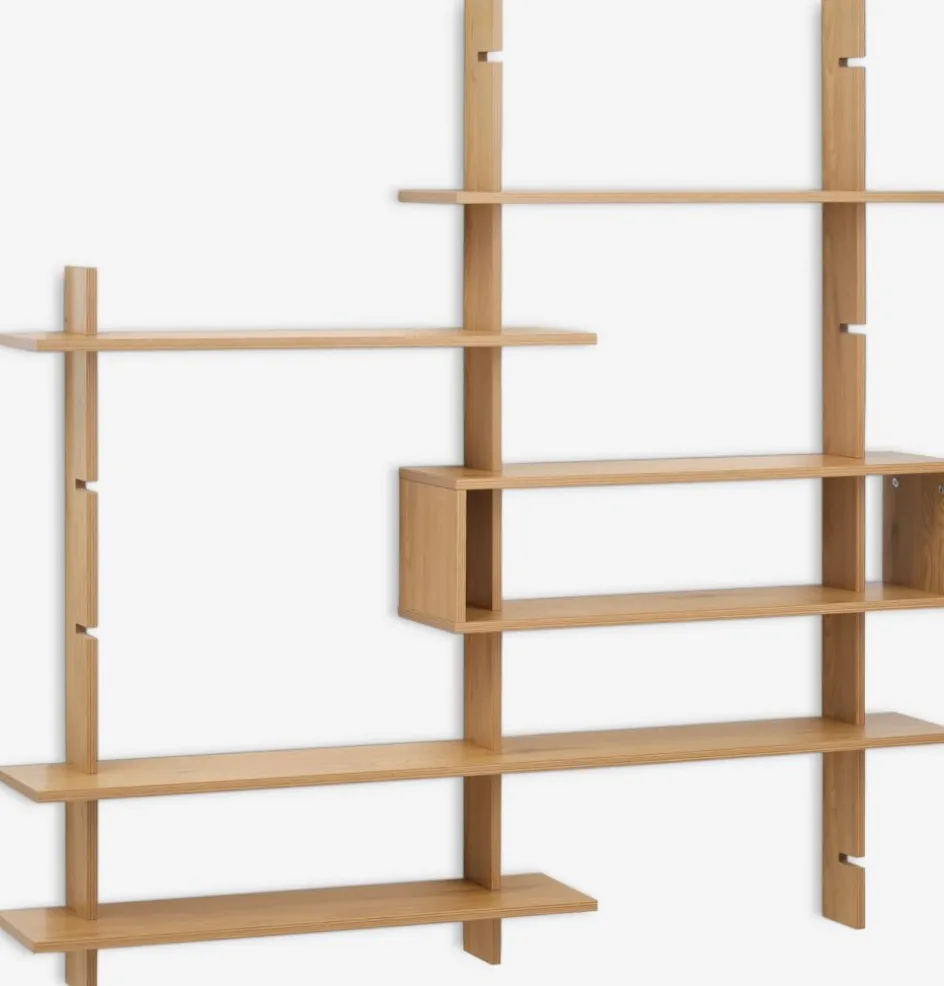 Online KARLEBYMueble pared KARLEBY 6 estantes regulables color roble cálid Baldas|Baldas