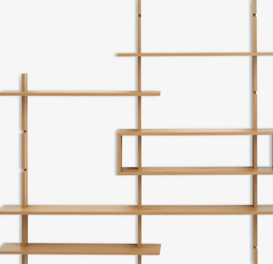 Online KARLEBYMueble pared KARLEBY 6 estantes regulables color roble cálid Baldas|Baldas