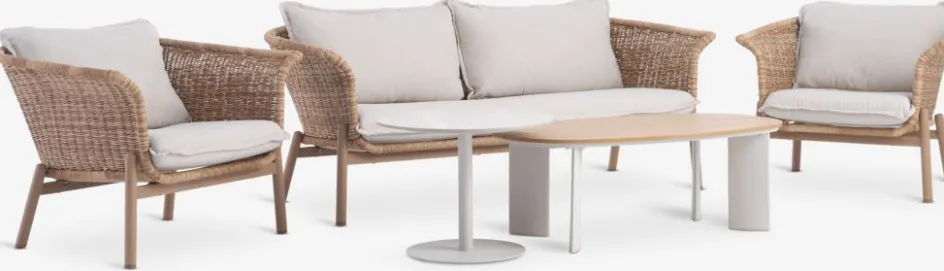Outlet KOEPINGConjunto muebles jardín KOEPING 4,5 plazas natural Conjuntos Mesa Y Sillas De Jardín|Muebles De Jardín