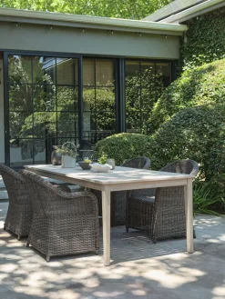New KOLLEN + GAMMELBYMesa KOLLEN L205 madera dura + 4 sillas GAMMELBY gris Conjuntos Mesa Y Sillas De Jardín