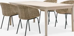 Clearance KOLLEN + TUERNEMesa KOLLEN L205 madera dura + 4 sillas TUERNE natural Conjuntos Mesa Y Sillas De Jardín